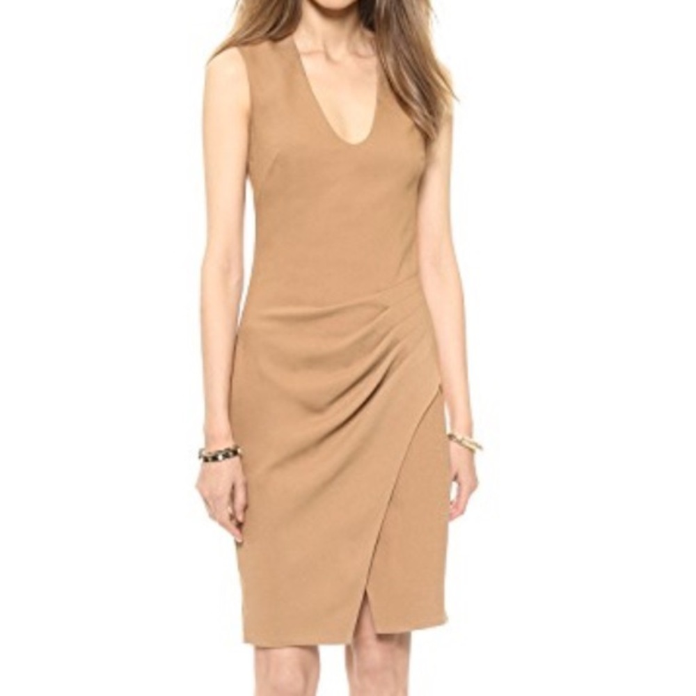 L’AGENCE Pleated Camel Dress